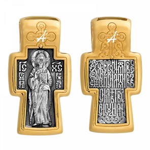 Крест серебрянный, Позолота желтая 999* Чернение (оксидирование), с корундами, Акимов, 5.65 гр. ПР.К.000829