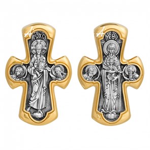 Крест серебрянный, Позолота желтая 999* Чернение (оксидирование), с корундами, Деисус, Акимов, 9.24 гр. ПР.К.000836