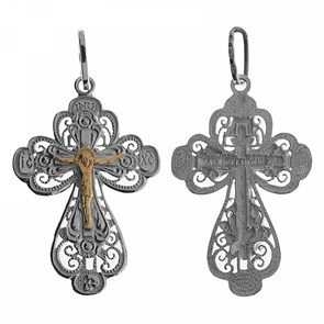 Крест серебро/золото, с корундами, Золотые купола, 4.77 гр. ПР.К.000839