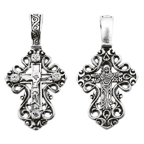 Крест серебрянный, Чернение (оксидирование), с корундами, коллекция "Санкт-Петербург", 1.99 гр. ПР.К.000894