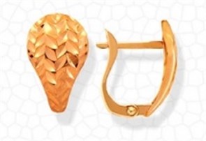 Серьги золотые без вставок. Вес 1,59 г. MG276