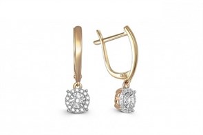 Серьги золотые с прелестными вставками. Вес 2,86 г. MG359