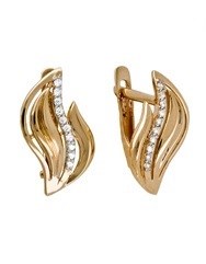 Серьги золотые с прелестными вставками. Вес 2,86 г. MG367