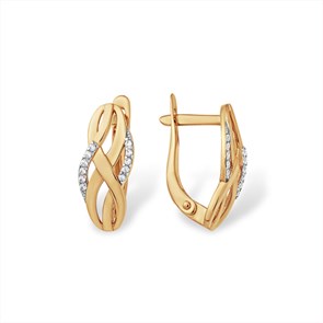 Серьги золотые с прелестными вставками. Вес 2,86 г. MG368
