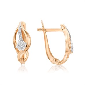 Серьги золотые с прелестными вставками. Вес 2,86 г. MG369