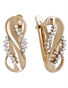 Серьги золотые с прелестными вставками. Вес 2,86 г. MG396
