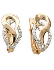 Серьги золотые с прелестными вставками. Вес 2,86 г. MG398
