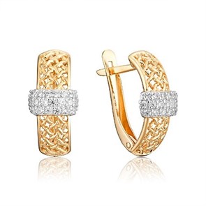 Серьги золотые с прелестными вставками. Вес 2,86 г. MG546