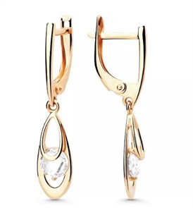 Серьги золотые с прелестными вставками. Вес 2,86 г. MG548