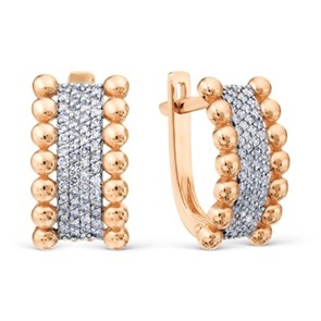 Серьги золотые с прелестными вставками. Вес 2,86 г. MG554
