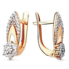 Серьги золотые с прелестными вставками. Вес 2,86 г. MG556