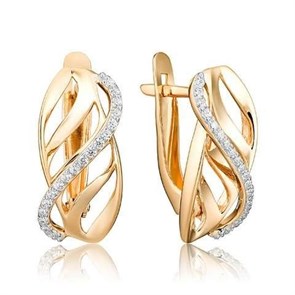 Серьги золотые с прелестными вставками. Вес 2,86 г. MG557