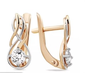 Серьги золотые с прелестными вставками. Вес 2,86 г. MG559