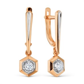 Серьги золотые с прелестными вставками. Вес 2,86 г. MG561