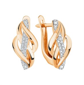 Серьги золотые с прелестными вставками. Вес 2,86 г. MG566