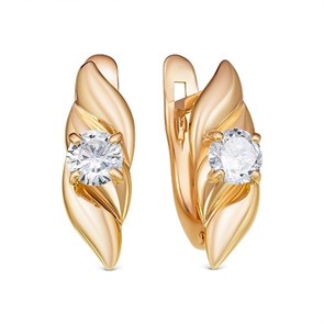 Серьги золотые с прелестными вставками. Вес 2,86 г. MG568