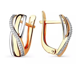 Серьги золотые с прелестными вставками. Вес 2,86 г. MG573