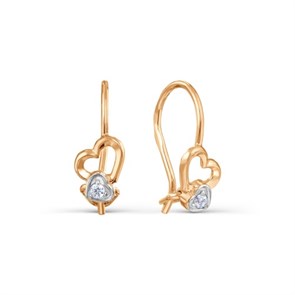Серьги золотые с прелестными детскими вставками. Вес 2,86 г. MG647