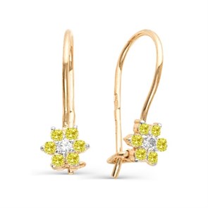 Серьги золотые с прелестными детскими вставками. Вес 2,86 г. MG650