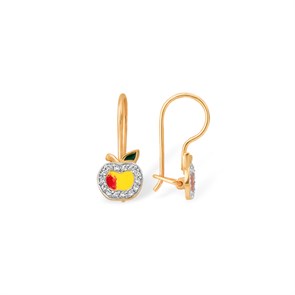 Серьги золотые с прелестными детскими вставками. Вес 2,86 г. MG652