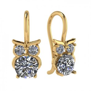 Серьги золотые с прелестными детскими вставками. Вес 2,86 г. MG656
