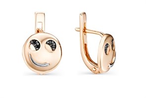 Серьги золотые с прелестными детскими вставками. Вес 2,86 г. MG666