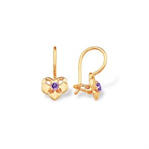 Серьги золотые с прелестными детскими вставками. Вес 2,86 г. MG667