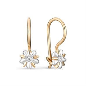 Серьги золотые с прелестными детскими вставками. Вес 2,86 г. MG671