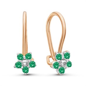 Серьги золотые с прелестными детскими вставками. Вес 2,86 г. MG673