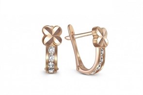 Серьги золотые с прелестными детскими вставками. Вес 2,86 г. MG674