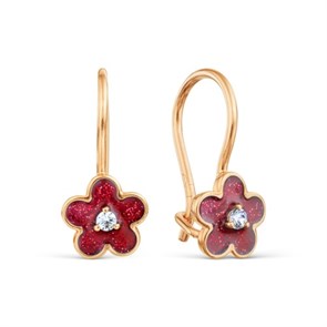 Серьги золотые с прелестными детскими вставками. Вес 2,86 г. MG675