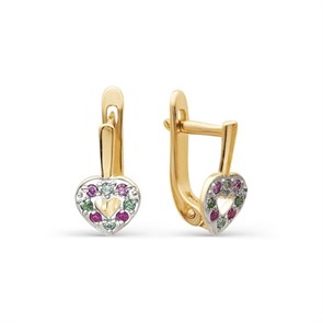 Серьги золотые с прелестными детскими вставками. Вес 2,86 г. MG677