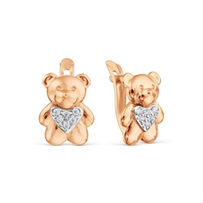 Серьги золотые с прелестными детскими вставками. Вес 2,86 г. MG678