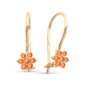 Серьги золотые с прелестными детскими вставками. Вес 2,86 г. MG679