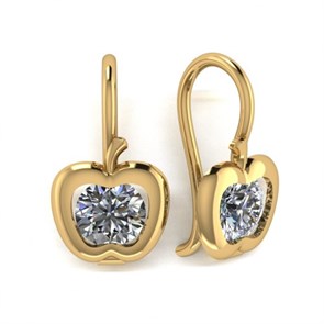 Серьги золотые с прелестными детскими вставками. Вес 2,86 г. MG682