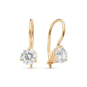 Серьги золотые с прелестными детскими вставками. Вес 2,86 г. MG684