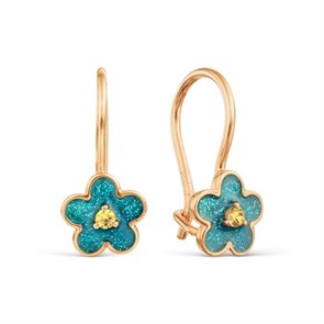 Серьги золотые с прелестными детскими вставками. Вес 2,86 г. MG688