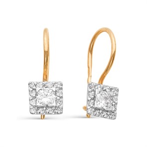 Серьги золотые с прелестными детскими вставками. Вес 2,86 г. MG691