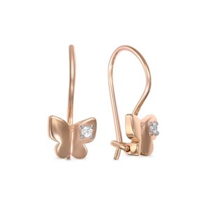 Серьги золотые с прелестными детскими вставками. Вес 2,86 г. MG694