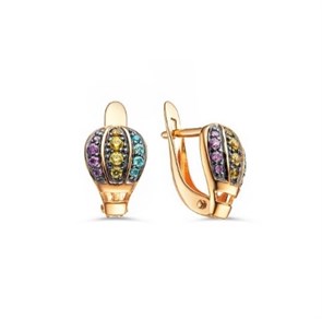 Серьги золотые с прелестными детскими вставками. Вес 2,86 г. MG697