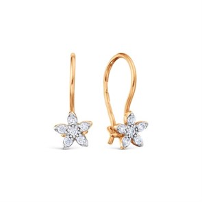 Серьги золотые с прелестными детскими вставками. Вес 2,86 г. MG701