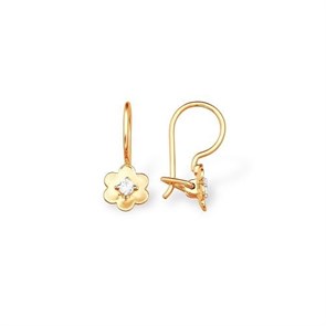 Серьги золотые с прелестными детскими вставками. Вес 2,86 г. MG704