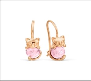 Серьги золотые с прелестными детскими вставками. Вес 2,86 г. MG706