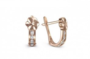 Серьги золотые с прелестными детскими вставками. Вес 2,86 г. MG707
