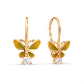 Серьги золотые с прелестными детскими вставками. Вес 2,86 г. MG709