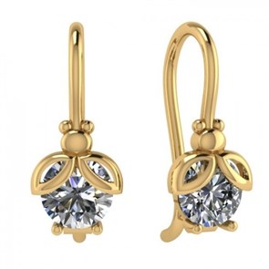 Серьги золотые с прелестными детскими вставками. Вес 2,86 г. MG719
