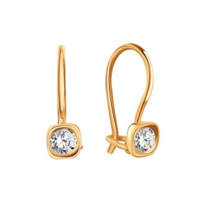 Серьги золотые с прелестными детскими вставками. Вес 2,86 г. MG726