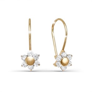 Серьги золотые с прелестными детскими вставками. Вес 2,86 г. MG733
