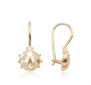 Серьги золотые с прелестными детскими вставками. Вес 2,86 г. MG737