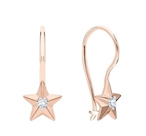Серьги золотые с прелестными детскими вставками. Вес 2,86 г. MG738